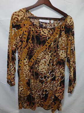Simonton Says George Simonton Baroque Chain Leopard Print Blouse L